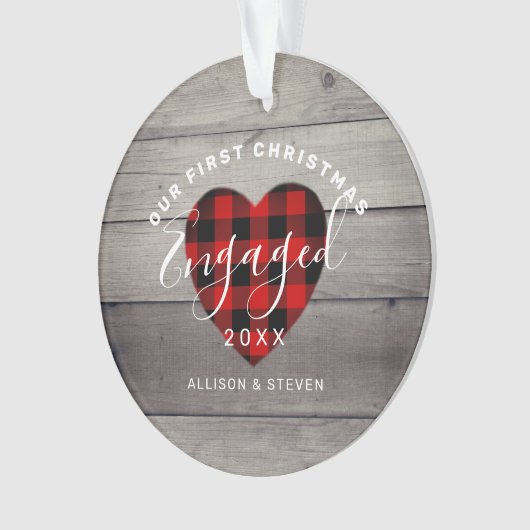 我々の初めてのクリスマス婚約した手札ハート オーナメント (正面)