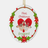 我々の初めてのクリスマス婚約した鹿のハート セラミックオーナメント (右)