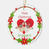 我々の初めてのクリスマス婚約した鹿のハート セラミックオーナメント (左)