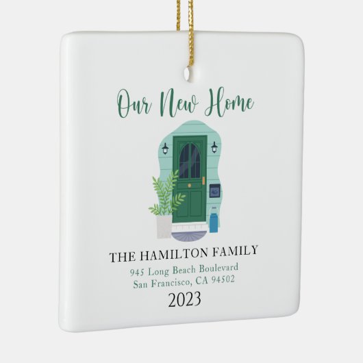 我々の初めてのクリスマス新しいホームウォーターカラーフロントドア セラミックオーナメント (右)