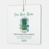 我々の初めてのクリスマス新しいホームウォーターカラーフロントドア セラミックオーナメント (左)