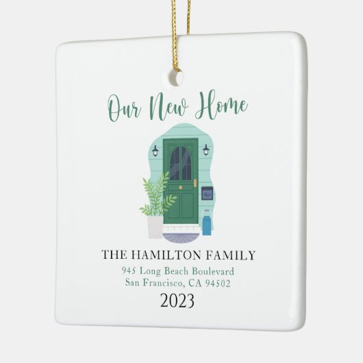 我々の初めてのクリスマス新しいホームウォーターカラーフロントドア セラミックオーナメント (左)