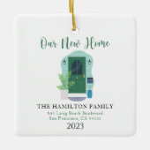 我々の初めてのクリスマス新しいホームウォーターカラーフロントドア セラミックオーナメント (正面)