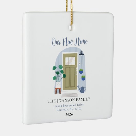 我々の初めてのクリスマス新しいホームウォーターカラーフロントドア セラミックオーナメント (右)