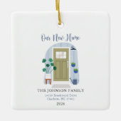 我々の初めてのクリスマス新しいホームウォーターカラーフロントドア セラミックオーナメント (正面)