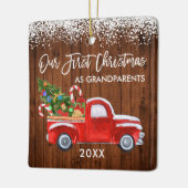 我々の初めてのクリスマス祖父母ウッドスノートラック セラミックオーナメント (左)