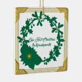我々の初めてのクリスマス祖父母Poinsettia Holly セラミックオーナメント (右)