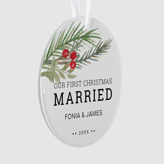 我々の初めてのクリスマス結婚したの緑 オーナメント (正面)
