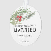 我々の初めてのクリスマス結婚したの緑 オーナメント (正面)