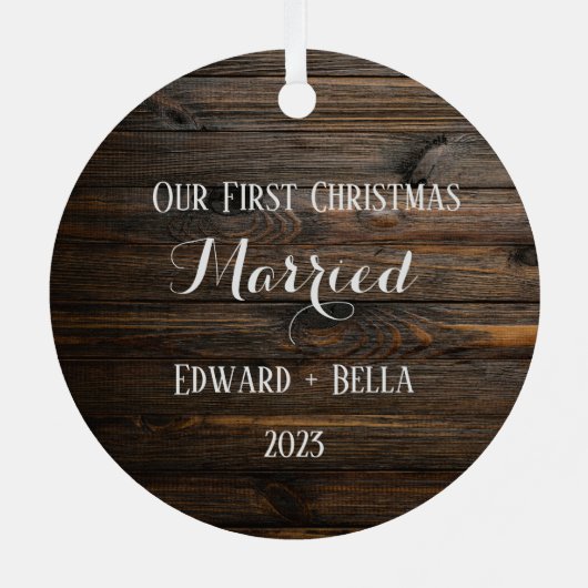 我々の初めてのクリスマス結婚したは、彼らのために メタルオーナメント (裏面)