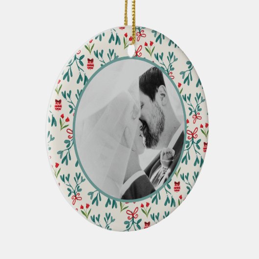 我々の初めてのクリスマス結婚したハンドミス絵を描トレー セラミックオーナメント (右)