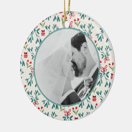 我々の初めてのクリスマス結婚したハンドミス絵を描トレー セラミックオーナメント (左)