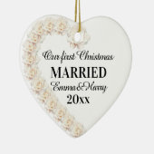 我々の初めてのクリスマス結婚したパーソナライズされた セラミックオーナメント (右)
