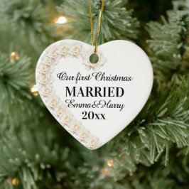 我々の初めてのクリスマス結婚したパーソナライズされた セラミックオーナメント