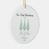 我々の初めてのクリスマス結婚したミスター・アンド・ミセス・グリーン・ツリー セラミックオーナメント (右)