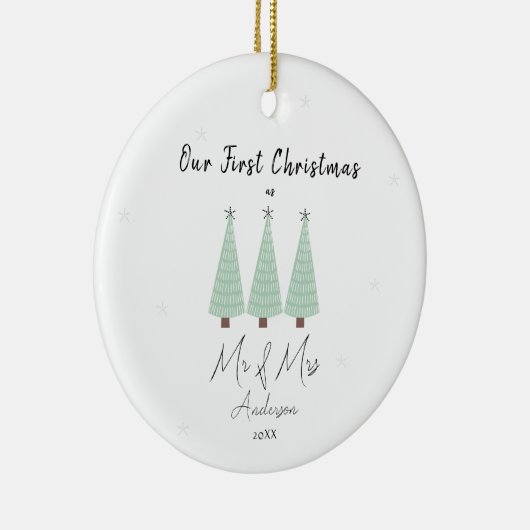 我々の初めてのクリスマス結婚したミスター・アンド・ミセス・グリーン・ツリー セラミックオーナメント (右)