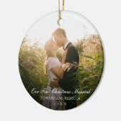 我々の初めてのクリスマス結婚した写真エレガント新婚 セラミックオーナメント (左)
