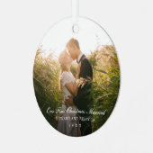 我々の初めてのクリスマス結婚した写真エレガント新婚 メタルオーナメント (正面左)