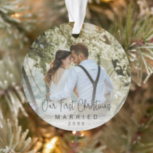 我々の初めてのクリスマス結婚した写真モダン新婚 オーナメント