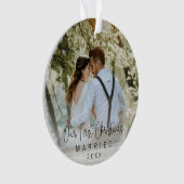我々の初めてのクリスマス結婚した写真モダン新婚 オーナメント (正面)