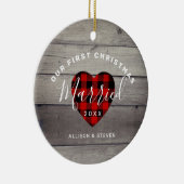 我々の初めてのクリスマス結婚した素朴パーソナライズされた セラミックオーナメント (右)