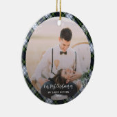 我々の初めてのクリスマス結婚した2写真ゴードンタータンチェック セラミックオーナメント (右)