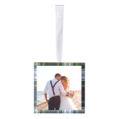 我々の初めてのクリスマス結婚した3写真ゴードンタータンチェック キューブオーナメント (右)