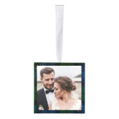 我々の初めてのクリスマス結婚ズの写真キャンベルタータンチェック キューブオーナメント (右)