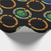 我々の初めてのクリスマス赤い青の緑の装飾 ラッピングペーパー (角)