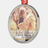 我々の初めてのクリスマス金ゴールドスパークルグリッターミセス・n・ミセス メタルオーナメント (左)