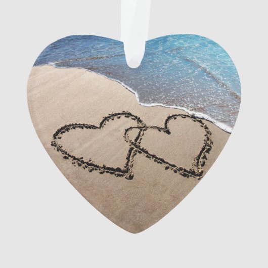 我々の初めてのクリスマス2つのハートインサンドオーナメント オーナメント (裏面)