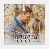 我々の初めてのクリスマス 婚約したパーソナライズされた ガラスオーナメント (正面)