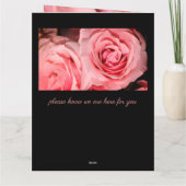 我々の哀悼ピンクのバラが花を咲かせた カード (裏面)