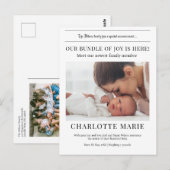 我々の喜びのバンドルここに、誕生の発表 ポストカード (正面/裏面)
