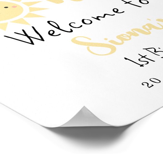 我々の太陽の光が一つの誕生日歓迎サインに ポスター (角)