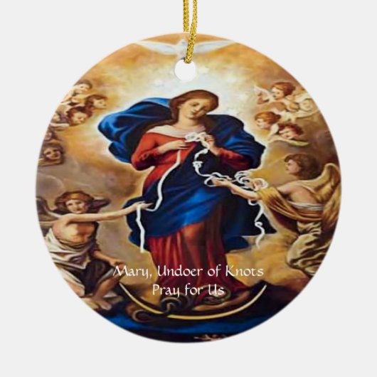 我々の女性のノットの祈りの言葉 セラミックオーナメント (正面)