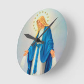 我々の女性は無垢な概念 ラウンド壁時計 (傾斜)