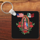 我々の女性乙女戦士デ・グアダルーペメキシコ国旗 キーホルダー (正面)