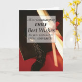 我々の孫娘名前をカスタムする卒業 カード (黄色い花)