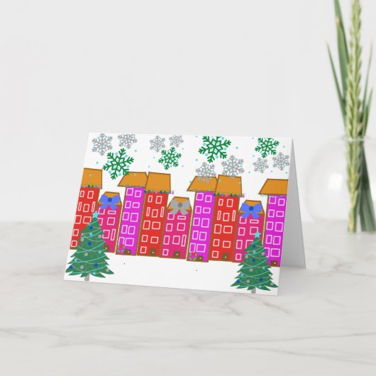 我々の家からあなたの家までかわいいクリスマス カード (正面)