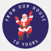 我々の家からあなたの家まで | サンタ踊りブルー ラウンドシール (正面)