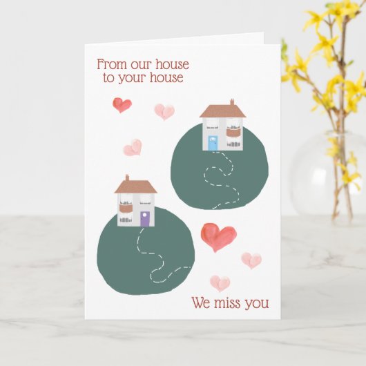 我々の家からあなたの家まで、我々はあな恋しく思た カード (黄色い花)