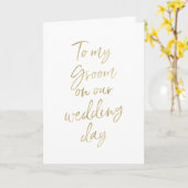 我々の家の新郎結婚に |金ゴールドスタイリッシュ文字 カード (黄色い花)