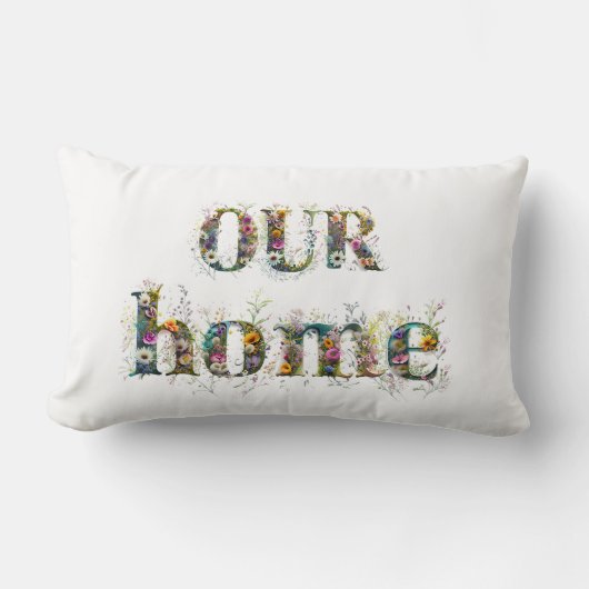 我々の家の装飾文字スプレー野花 ランバークッション (正面)