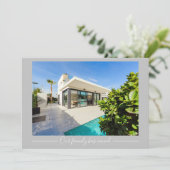 我々の家族が移動カスタムした家の写真シック灰色 案内状 (スタンド正面)