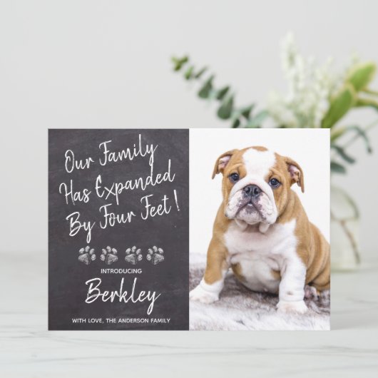 我々の家族によって拡張4足新しいペットパピードッグ 案内状 (スタンド正面)