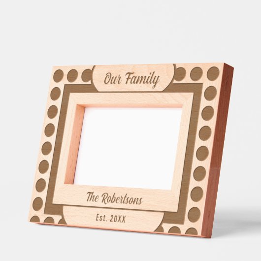 我々の家族モダンサークルスクエアウッド写真 レーザー彫刻フレーム (左)