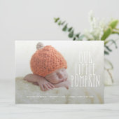 我々の小さなかぼちゃの柔らかい白い誕生の発表 案内状 (スタンド正面)