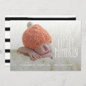 我々の小さなかぼちゃの柔らかい白い誕生の発表 案内状 (正面/裏面)