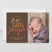 我々の小さなかぼちゃの誕生の発表 案内状 (正面)